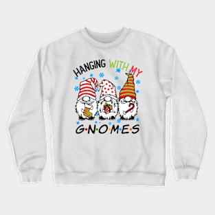 Funny Christmas Gnome Hanging With My Gnomies Family Pajamas Crewneck Sweatshirt